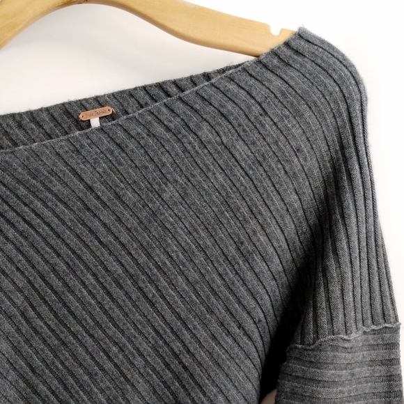 Free People Love and Harmony Gray Ribbed Knit Sweater - Picture 6 of 13
